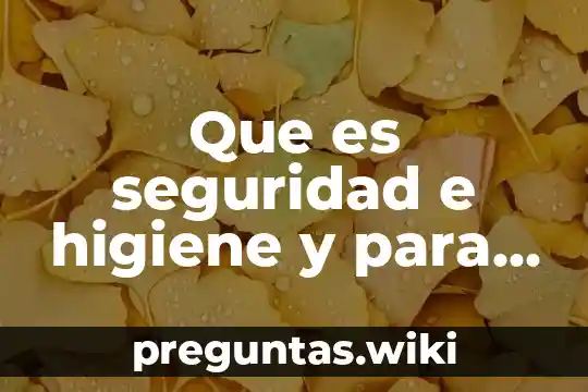 Que es seguridad e higiene y para que sirve