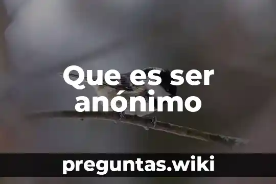 Que es ser anónimo