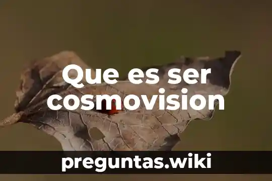 Que es ser cosmovision