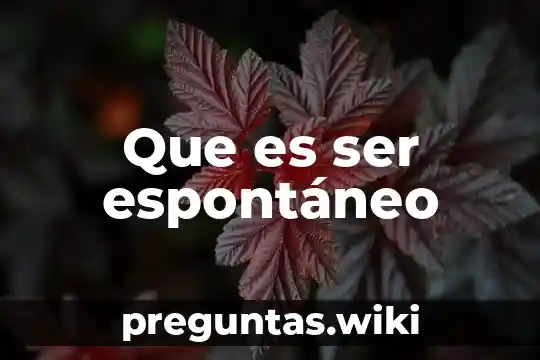 Que es ser espontáneo