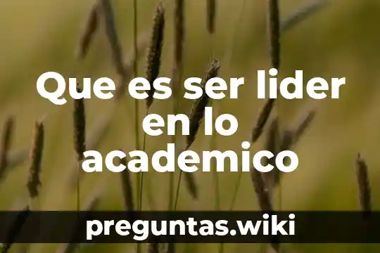 Que es ser lider en lo academico