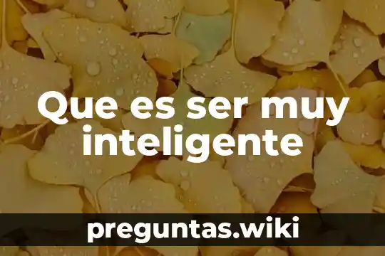 Que es ser muy inteligente