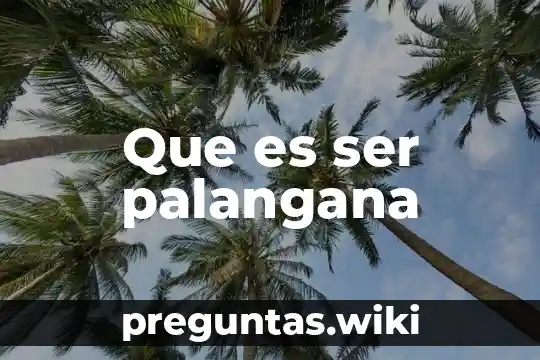 Que es ser palangana