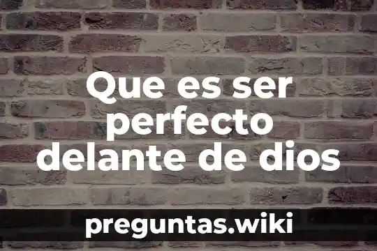 Que es ser perfecto delante de dios