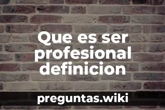 Que es ser profesional definicion