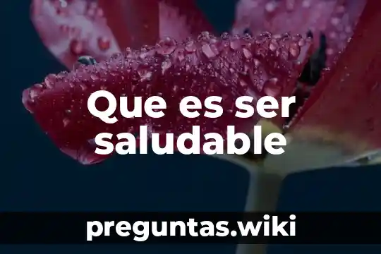 Que es ser saludable