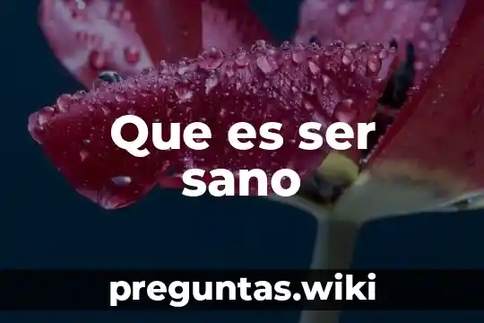 Que es ser sano