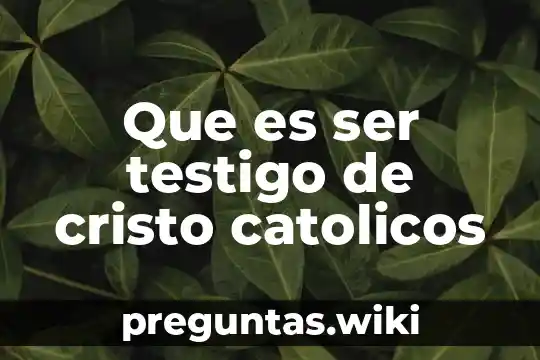 Que es ser testigo de cristo catolicos
