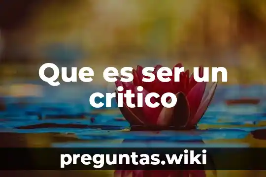Que es ser un critico