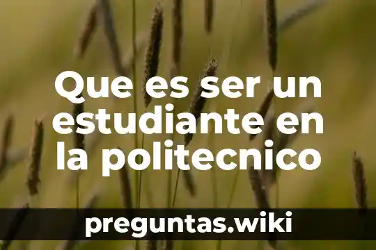 Que es ser un estudiante en la politecnico