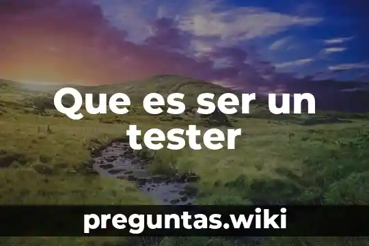 Que es ser un tester