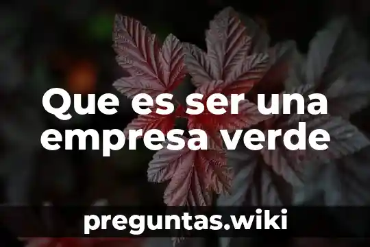 Que es ser una empresa verde
