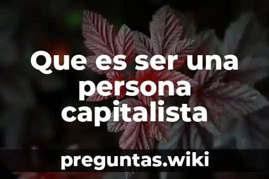 Que es ser una persona capitalista