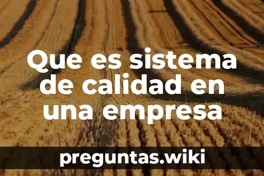 Que es sistema de calidad en una empresa