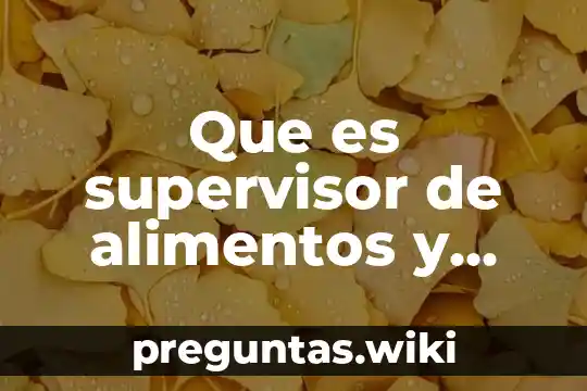 Que es supervisor de alimentos y bebidas