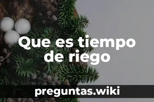 Que es tiempo de riego