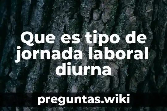 Que es tipo de jornada laboral diurna
