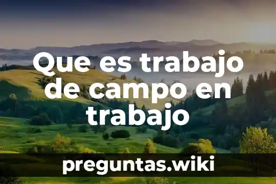Que es trabajo de campo en trabajo