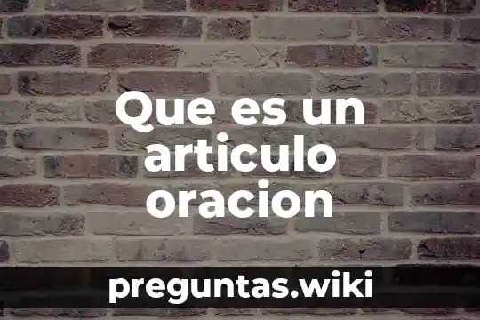 Que es un articulo oracion