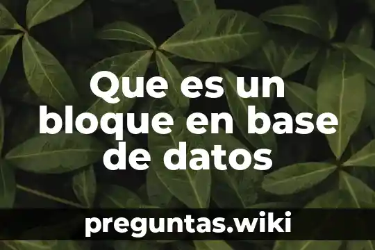 Que es un bloque en base de datos