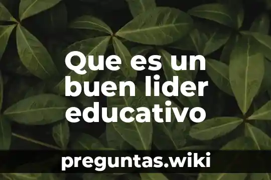 Que es un buen lider educativo