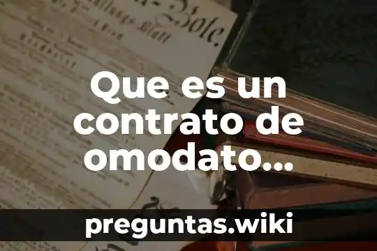 Que es un contrato de omodato yahoo