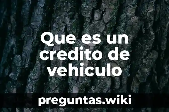 Que es un credito de vehiculo