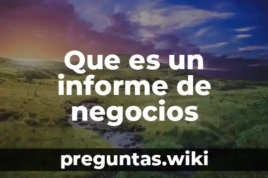 Que es un informe de negocios