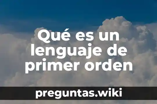 Qué es un lenguaje de primer orden