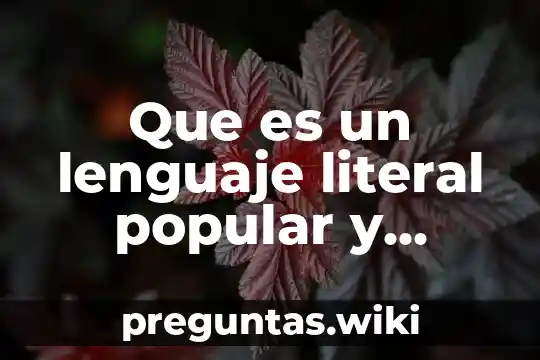 Que es un lenguaje literal popular y literario
