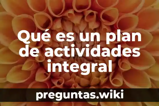Qué es un plan de actividades integral