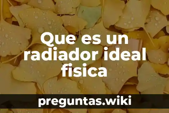 Que es un radiador ideal fisica