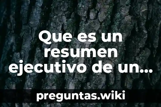 Que es un resumen ejecutivo de un proyecto ejemplo