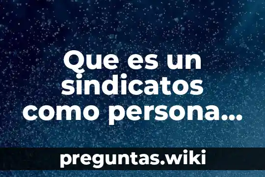 Que es un sindicatos como persona juridica