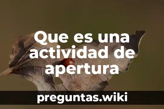 Que es una actividad de apertura