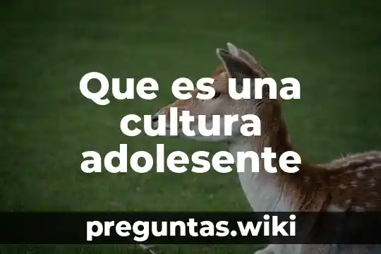Que es una cultura adolesente