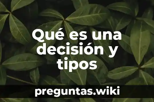 Qué es una decisión y tipos