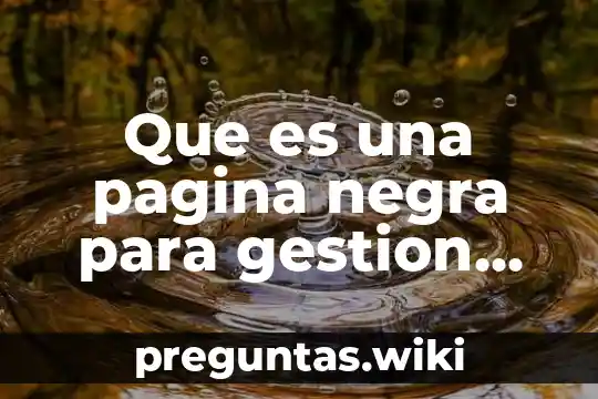 Que es una pagina negra para gestion de calidad