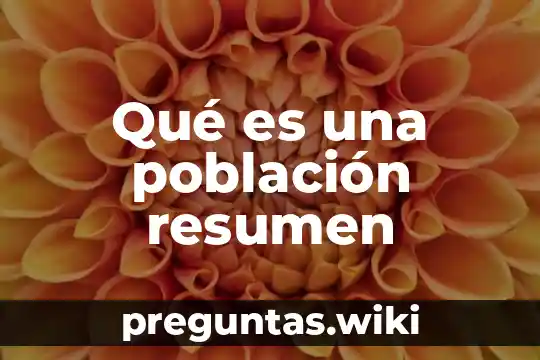 Qué es una población resumen