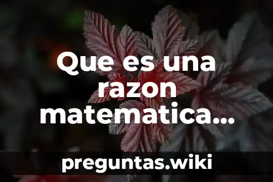 Que es una razon matematica yahoo