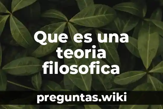 Que es una teoria filosofica