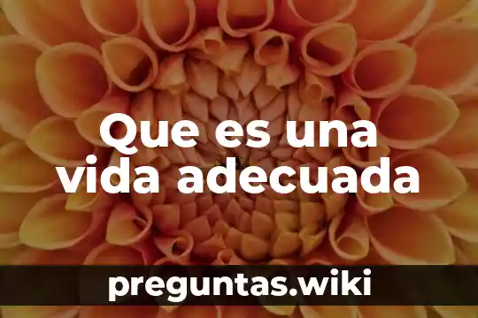 Que es una vida adecuada