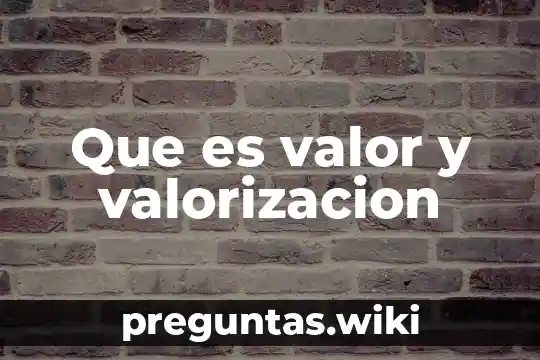 Que es valor y valorizacion