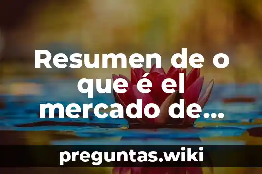 Resumen de o que é el mercado de valores