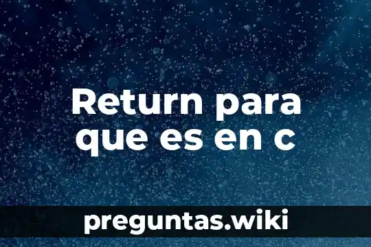 Return para que es en c