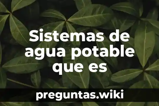Sistemas de agua potable que es