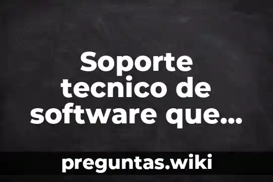 Soporte tecnico de software que es