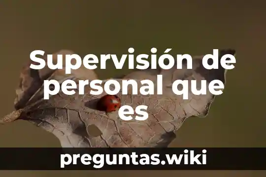Supervisión de personal que es