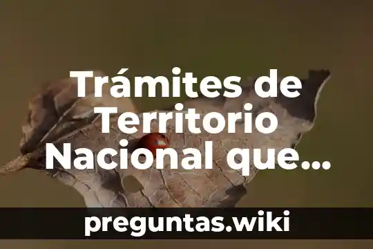 Trámites de Territorio Nacional que Es